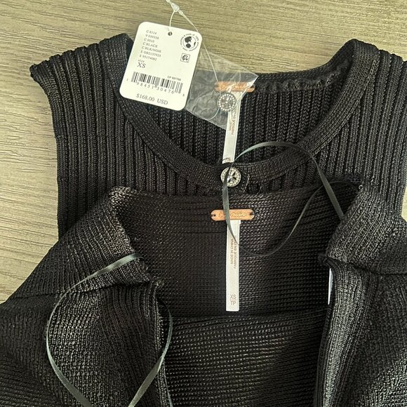 NWT Free People Set Cardigan & Tube Top Girls Night Twosie Black XS - Picture 3 of 4